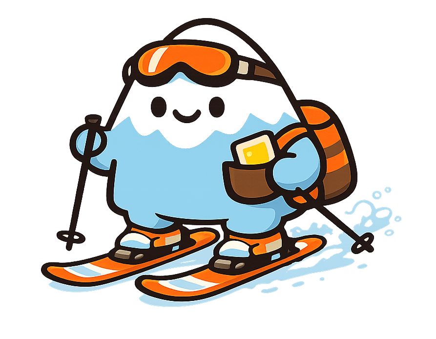 PowderPocket mascot skiing